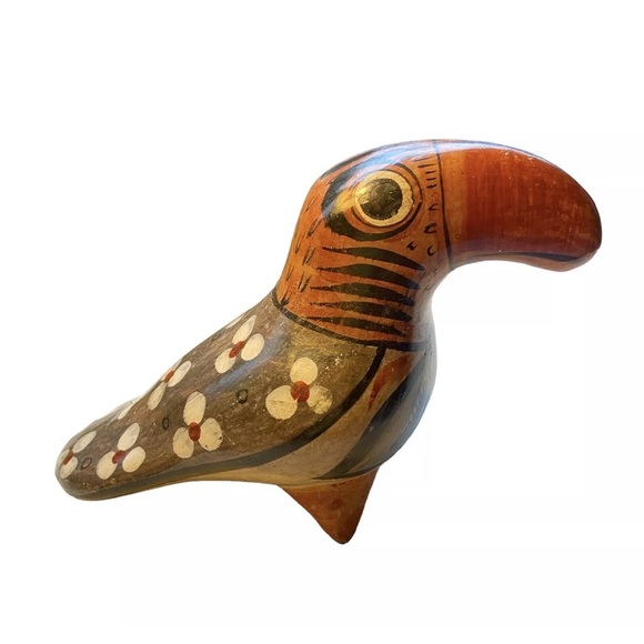 Vintage Mexican Tonala Clay Pottery Bird Signed Simeon Galvan Hand Painted 🐧 - Picture 2 of 9